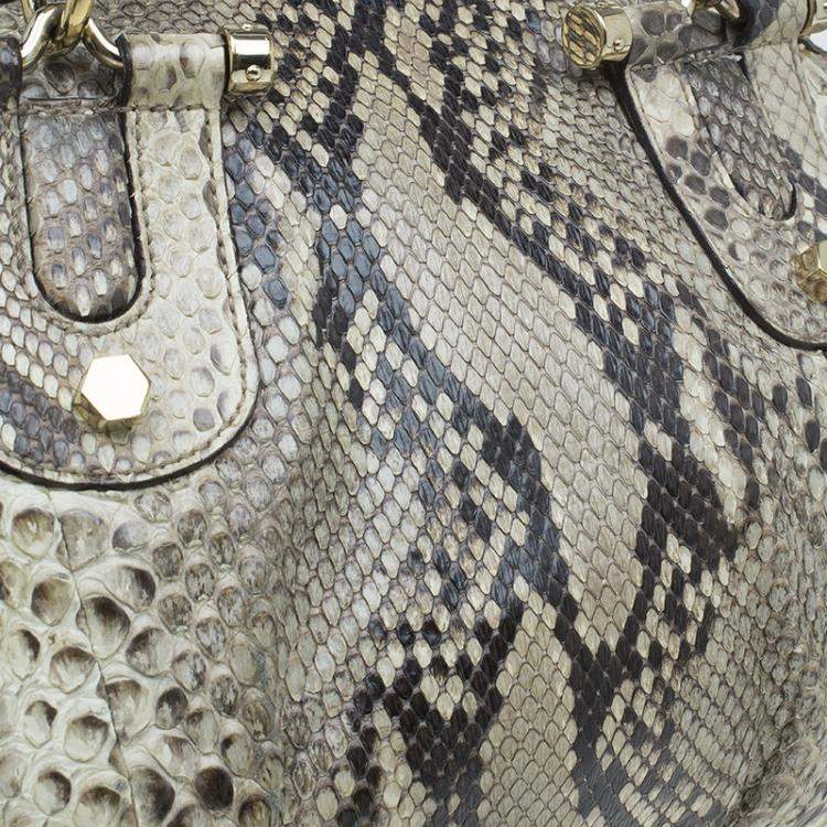 Pre Owned Gucci Beige Python Pop Bamboo Top Handle Bag