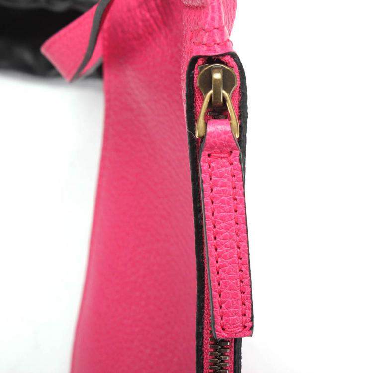 Pre Owned Gucci Pink Logo Drawstring Leather Backpack 