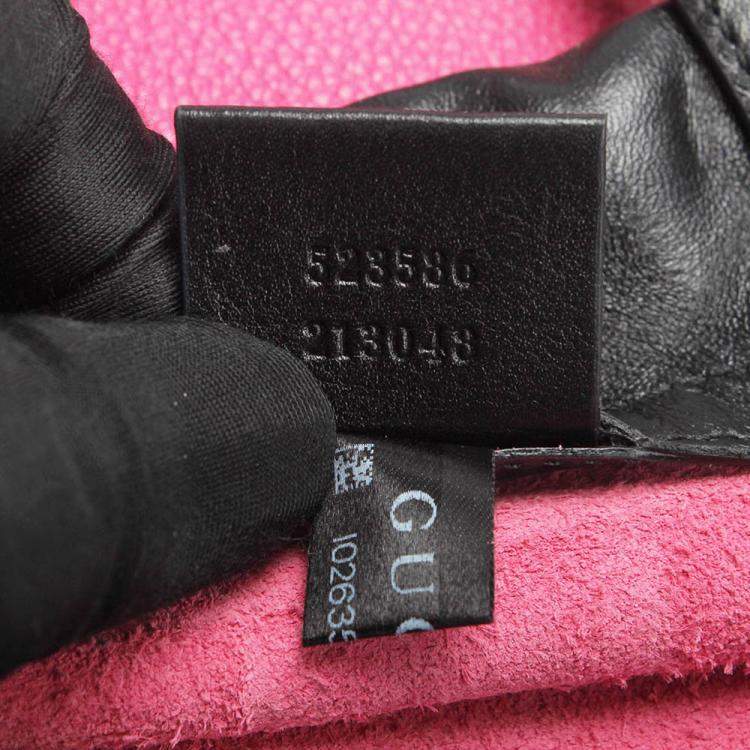 Pre Owned Gucci Pink Logo Drawstring Leather Backpack 