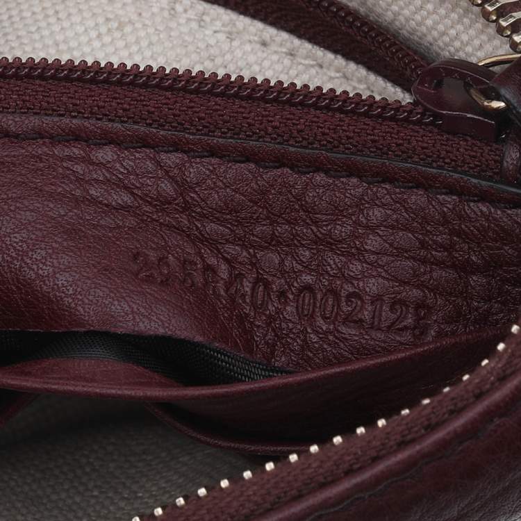 Pre Owned Gucci Burgundy Leather Soho Wristlet Clutch