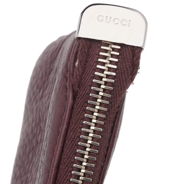 Pre Owned Gucci Burgundy Leather Soho Wristlet Clutch