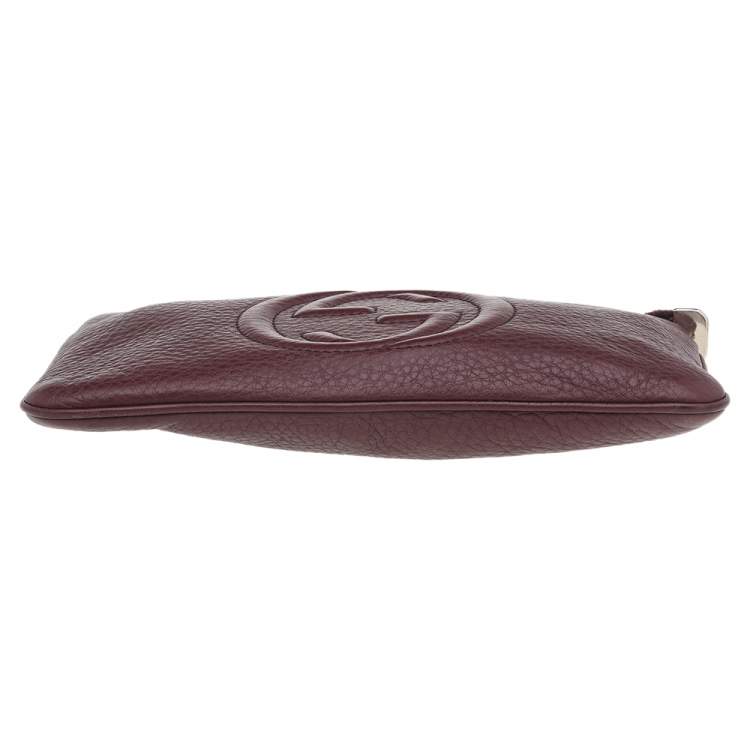 Pre Owned Gucci Burgundy Leather Soho Wristlet Clutch