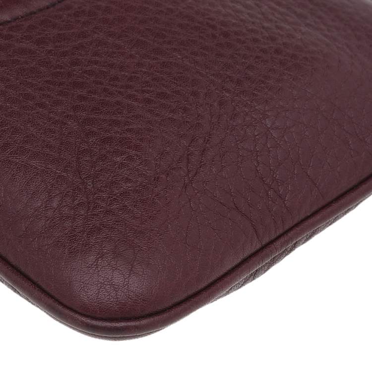 Pre Owned Gucci Burgundy Leather Soho Wristlet Clutch