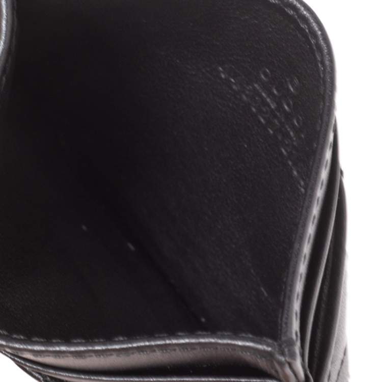 Pre Owned Gucci Black Matelassé Leather GG Marmont Card Holder