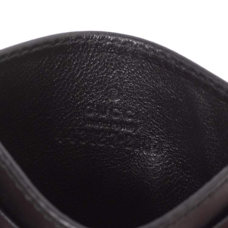 Pre Owned Gucci Black Matelassé Leather GG Marmont Card Holder