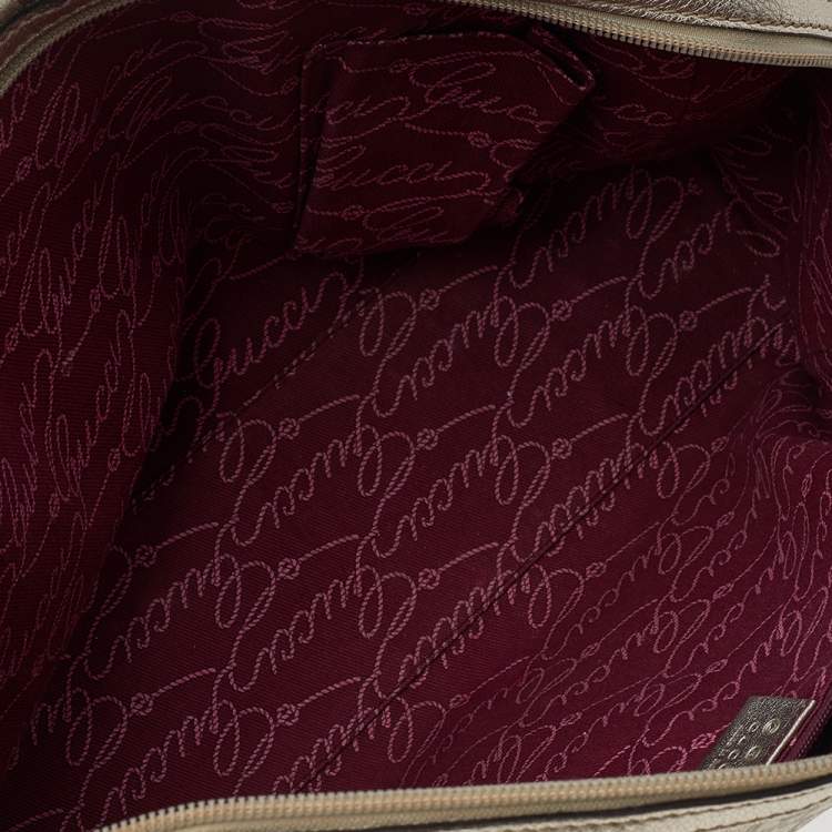 Pre Owned Gucci Metallic Gold Guccissima Leather Boston Bag