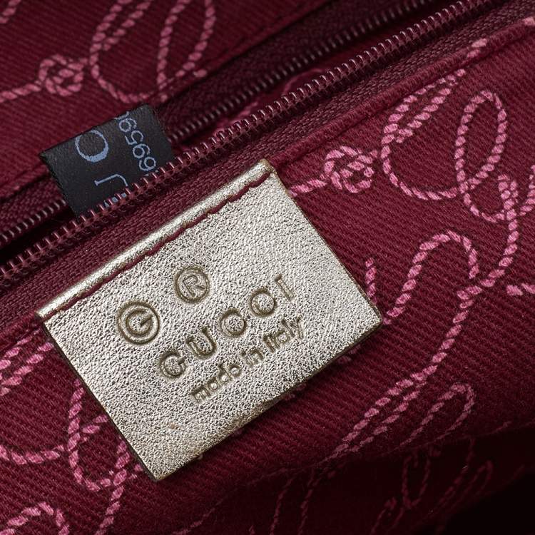 Pre Owned Gucci Metallic Gold Guccissima Leather Boston Bag