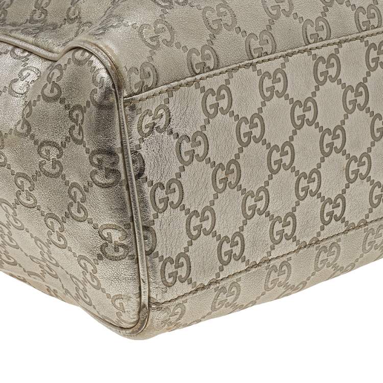 Pre Owned Gucci Metallic Gold Guccissima Leather Boston Bag