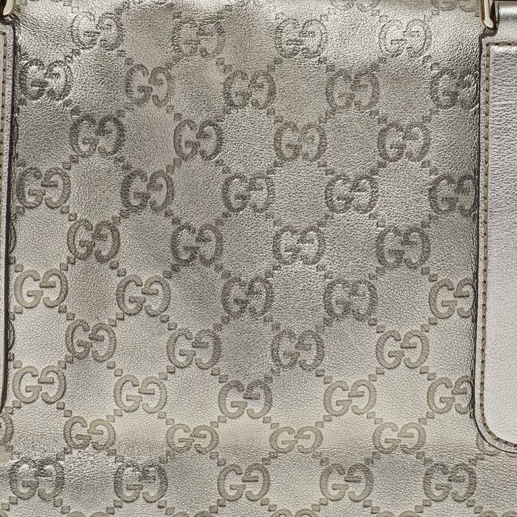 Pre Owned Gucci Metallic Gold Guccissima Leather Boston Bag