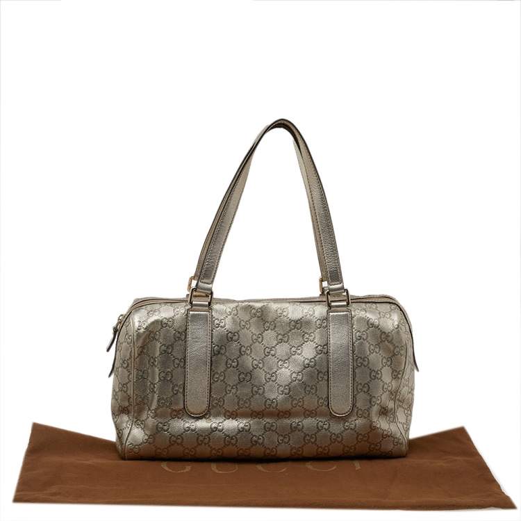 Pre Owned Gucci Metallic Gold Guccissima Leather Boston Bag