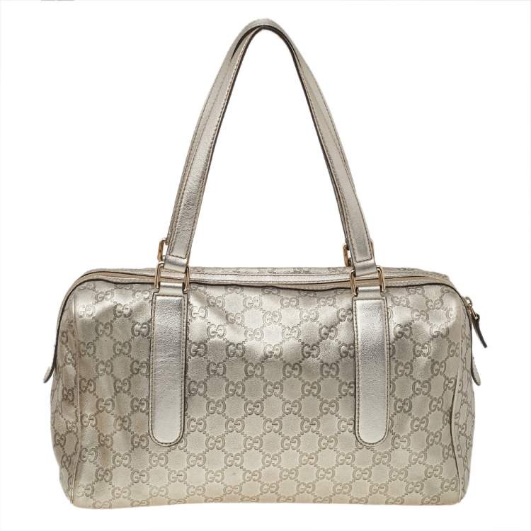 Pre Owned Gucci Metallic Gold Guccissima Leather Boston Bag