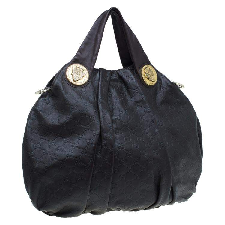 Pre Owned Gucci Burgundy Guccussima Leather Large Hysteria Hobo