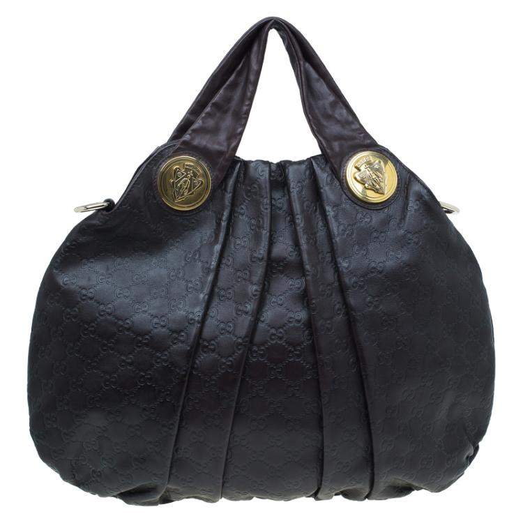 Pre Owned Gucci Burgundy Guccussima Leather Large Hysteria Hobo