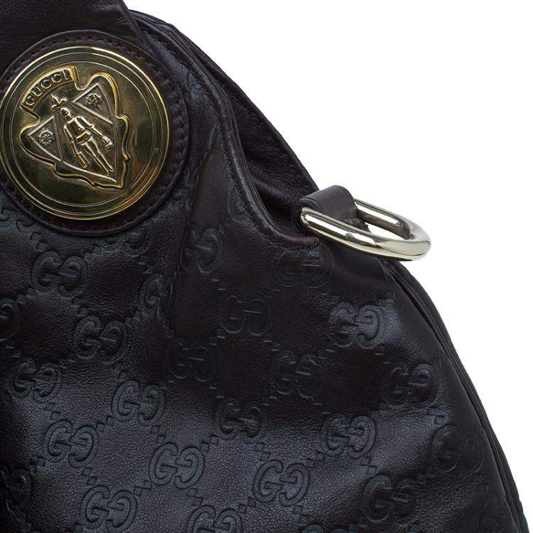 Pre Owned Gucci Burgundy Guccussima Leather Large Hysteria Hobo