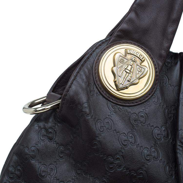Pre Owned Gucci Burgundy Guccussima Leather Large Hysteria Hobo