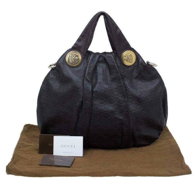 Pre Owned Gucci Burgundy Guccussima Leather Large Hysteria Hobo