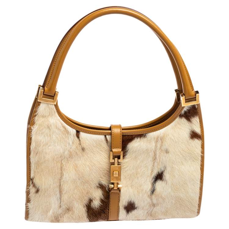 Gucci Brown/Beige Pony Hair and Leather Bardot Hobo Gucci | The Luxury ...