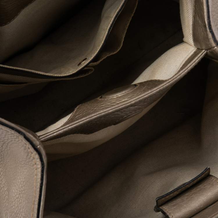 Pre Owned Gucci Metallic Gold Leather Bamboo Top Handle Shopper Tote