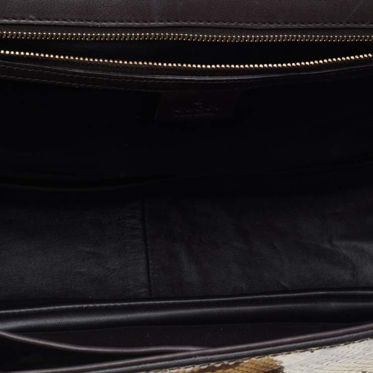Pre Owned Gucci Brown Python New Bamboo Top Handle Bag
