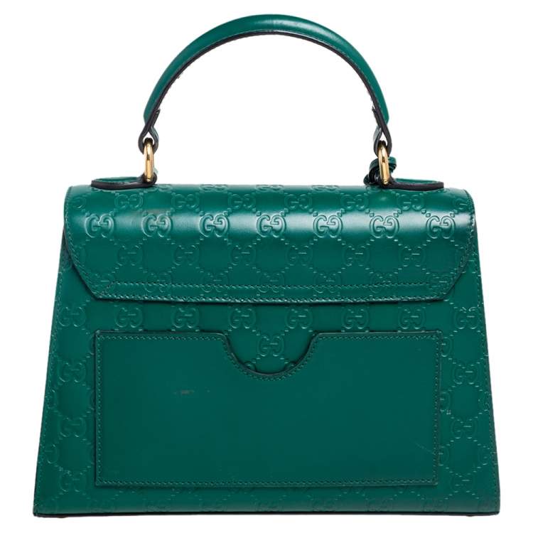 Pre Owned Gucci Green Guccissima Leather Small Padlock Top Handle Bag
