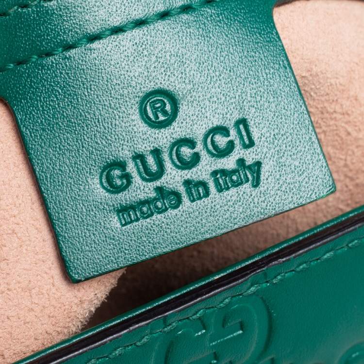 Pre Owned Gucci Green Guccissima Leather Small Padlock Top Handle Bag