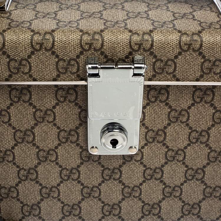 Pre Owned Gucci Beige/Brown GG Supreme Canvas Globe-Trotter Case Bag