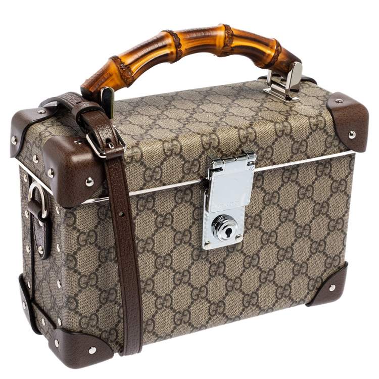 Pre Owned Gucci Beige/Brown GG Supreme Canvas Globe-Trotter Case Bag