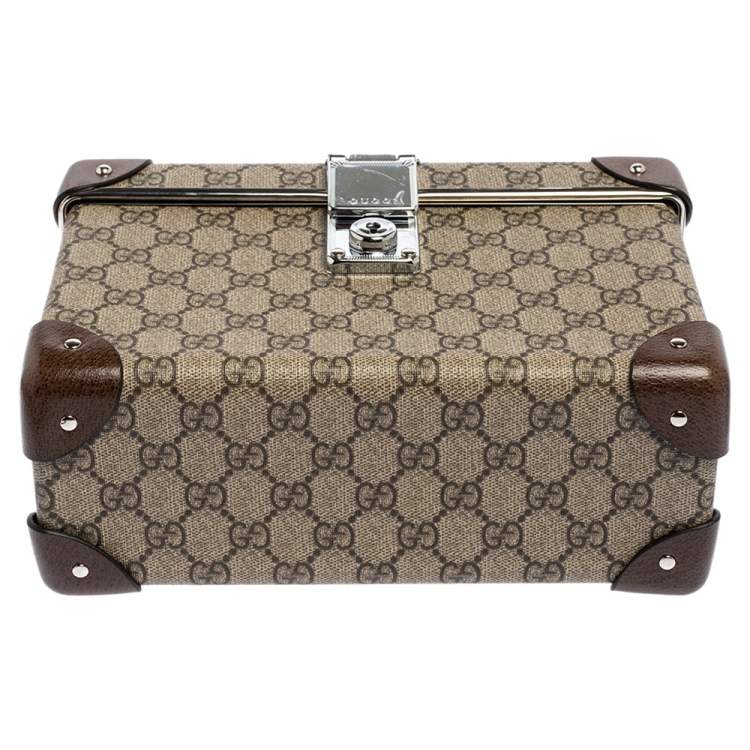 Pre Owned Gucci Beige/Brown GG Supreme Canvas Globe-Trotter Case Bag