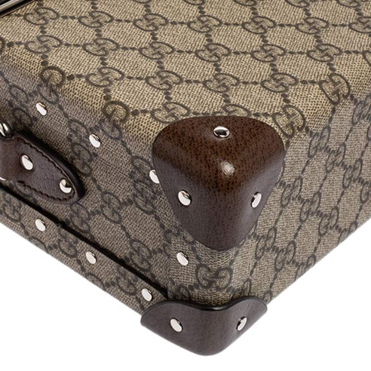 Pre Owned Gucci Beige/Brown GG Supreme Canvas Globe-Trotter Case Bag