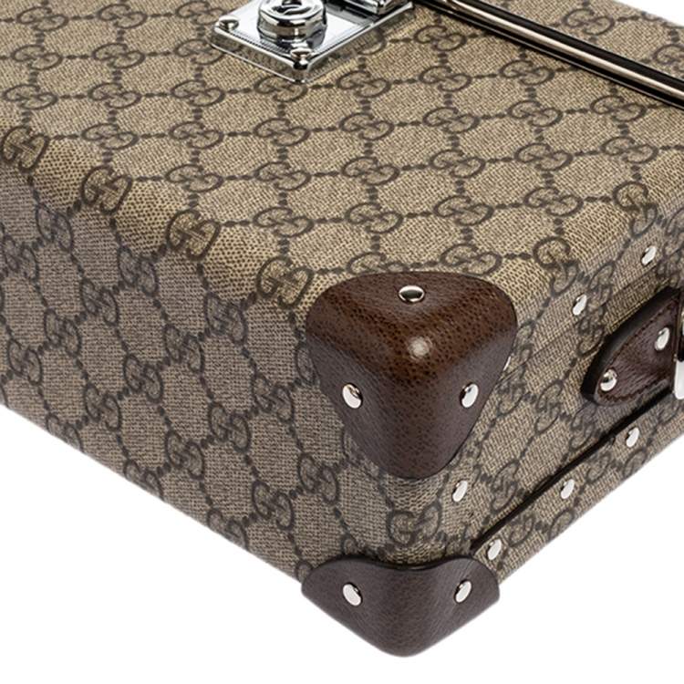 Pre Owned Gucci Beige/Brown GG Supreme Canvas Globe-Trotter Case Bag