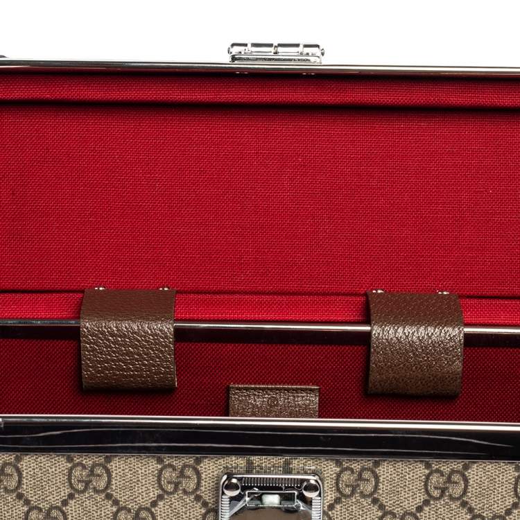 Pre Owned Gucci Beige/Brown GG Supreme Canvas Globe-Trotter Case Bag
