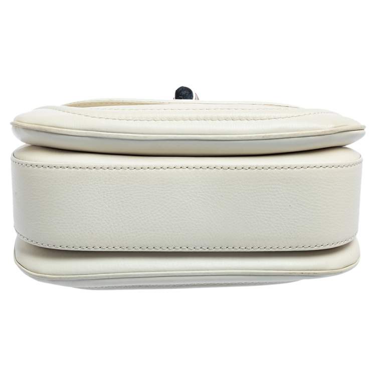 مملوكة مسبقًا Gucci White Leather Medium Tassel New Bamboo Top Handle Bag