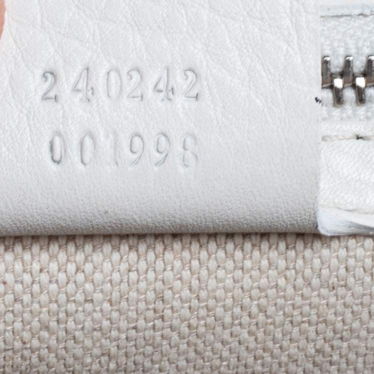 مملوكة مسبقًا Gucci White Leather Medium Tassel New Bamboo Top Handle Bag