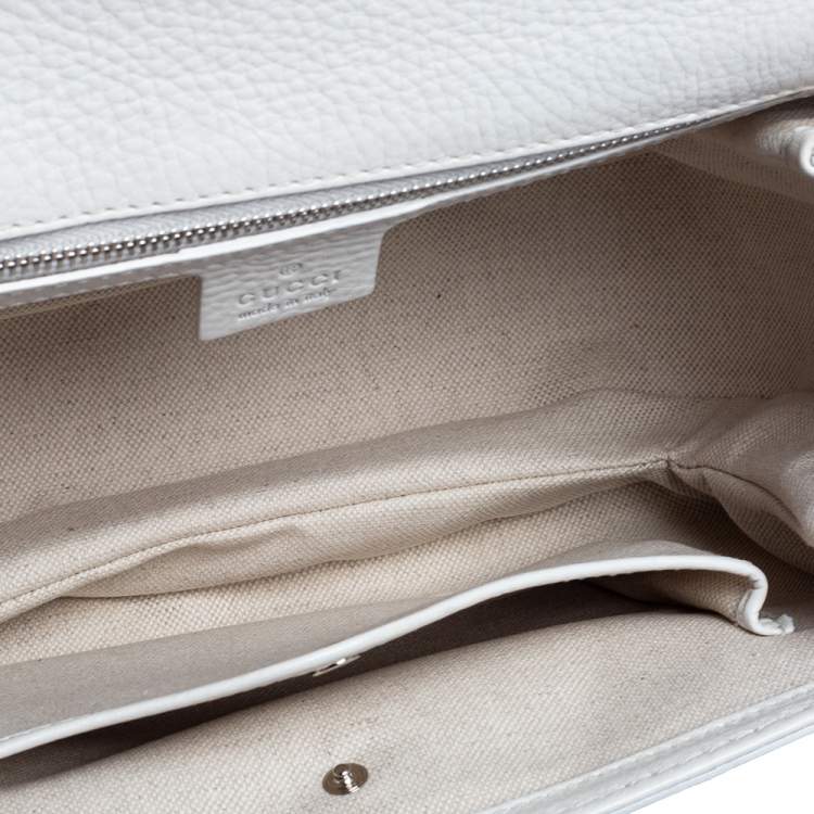 مملوكة مسبقًا Gucci White Leather Medium Tassel New Bamboo Top Handle Bag