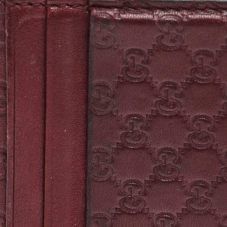 Pre Owned Gucci Burgundy Microguccissima Leather Bifold Card Holder