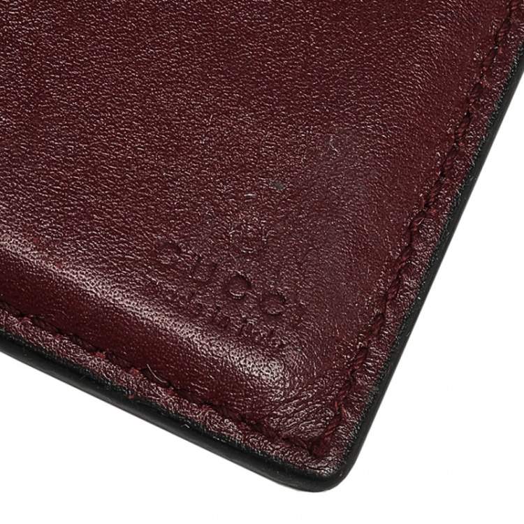 Pre Owned Gucci Burgundy Microguccissima Leather Bifold Card Holder