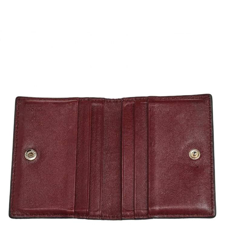 Pre Owned Gucci Burgundy Microguccissima Leather Bifold Card Holder