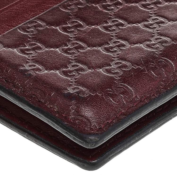 Pre Owned Gucci Burgundy Microguccissima Leather Bifold Card Holder