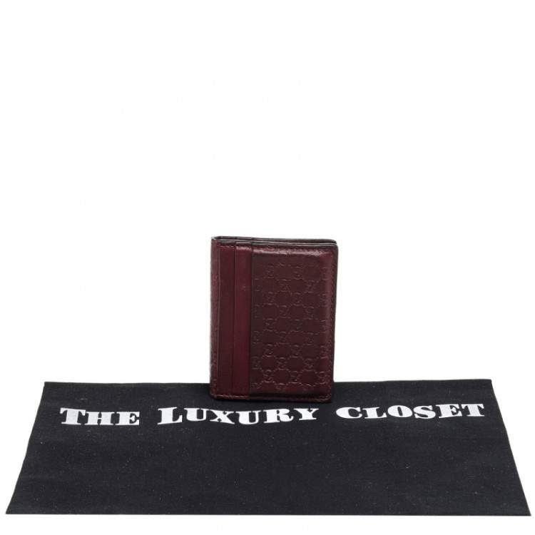 Pre Owned Gucci Burgundy Microguccissima Leather Bifold Card Holder
