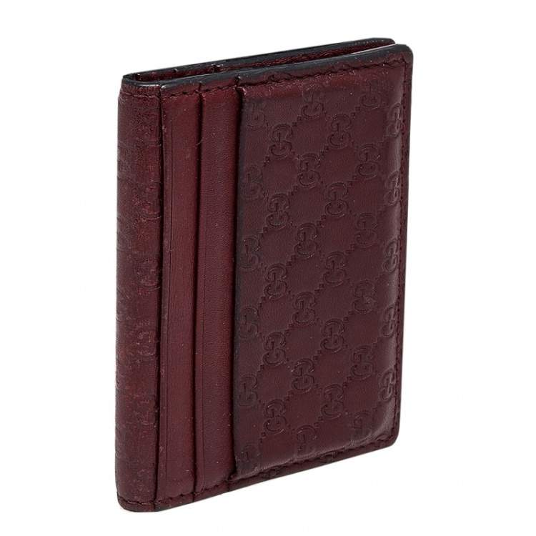 Pre Owned Gucci Burgundy Microguccissima Leather Bifold Card Holder