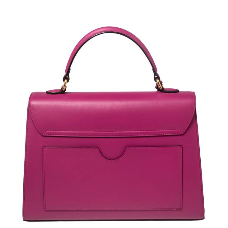 Pre Owned Gucci Pink Leather Medium Padlock Top Handle Bag