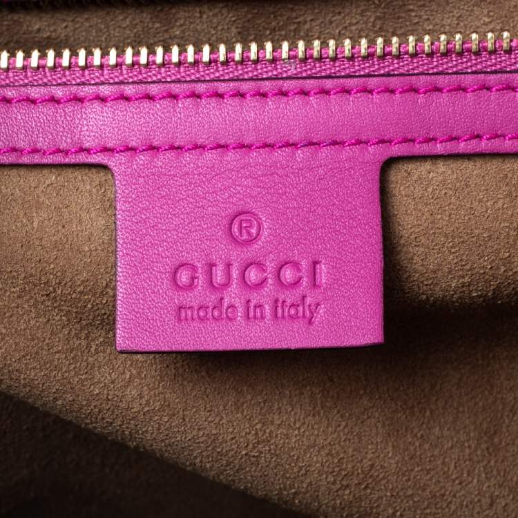 Pre Owned Gucci Pink Leather Medium Padlock Top Handle Bag