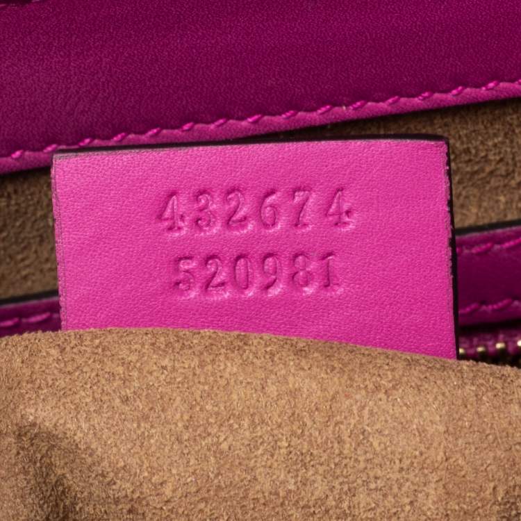 Pre Owned Gucci Pink Leather Medium Padlock Top Handle Bag