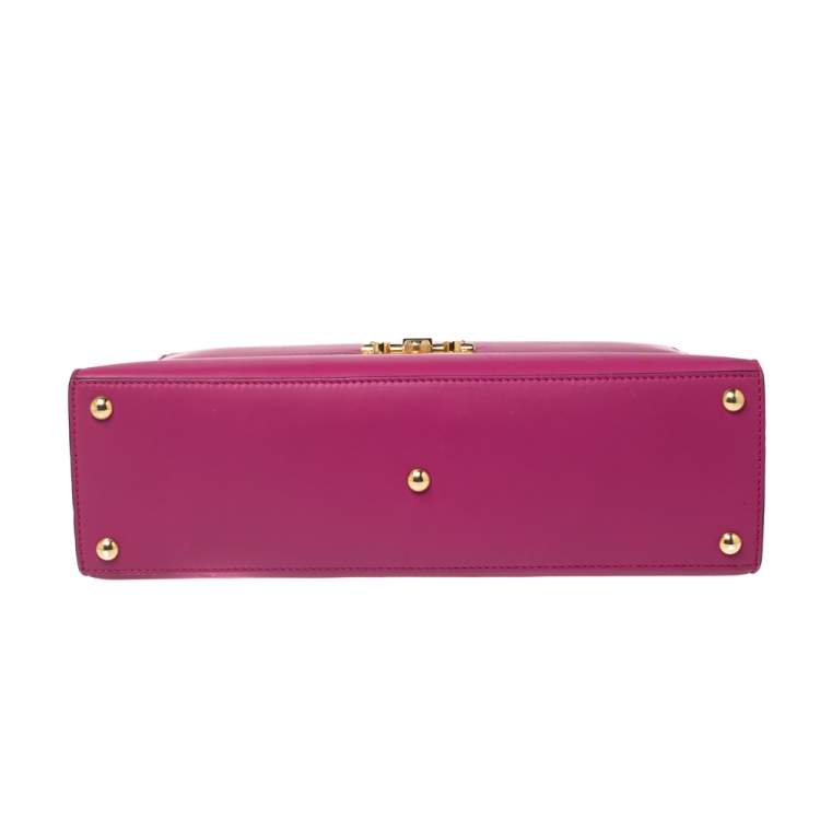 Pre Owned Gucci Pink Leather Medium Padlock Top Handle Bag