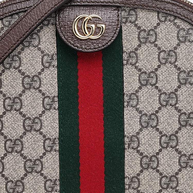 Pre Owned Gucci Beige/Ebony GG Supreme Coated Canvas And Leather Small Ophidia Shoulder Bag