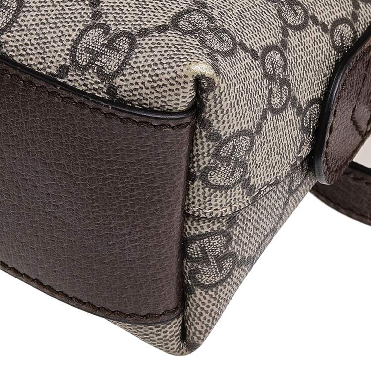 Pre Owned Gucci Beige/Ebony GG Supreme Coated Canvas And Leather Small Ophidia Shoulder Bag