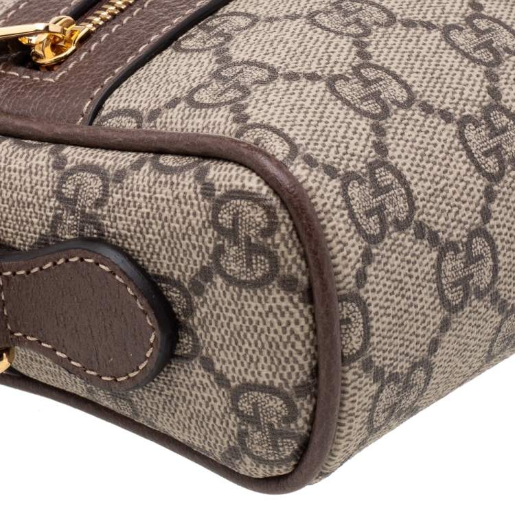 مملوكة مسبقًا Gucci Beige/Ebony GG Supreme Coated Canvas And Leather Mini Ophidia Crossbody Bag