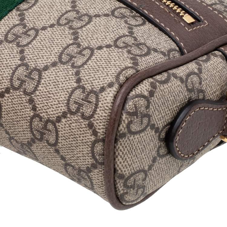 مملوكة مسبقًا Gucci Beige/Ebony GG Supreme Coated Canvas And Leather Mini Ophidia Crossbody Bag