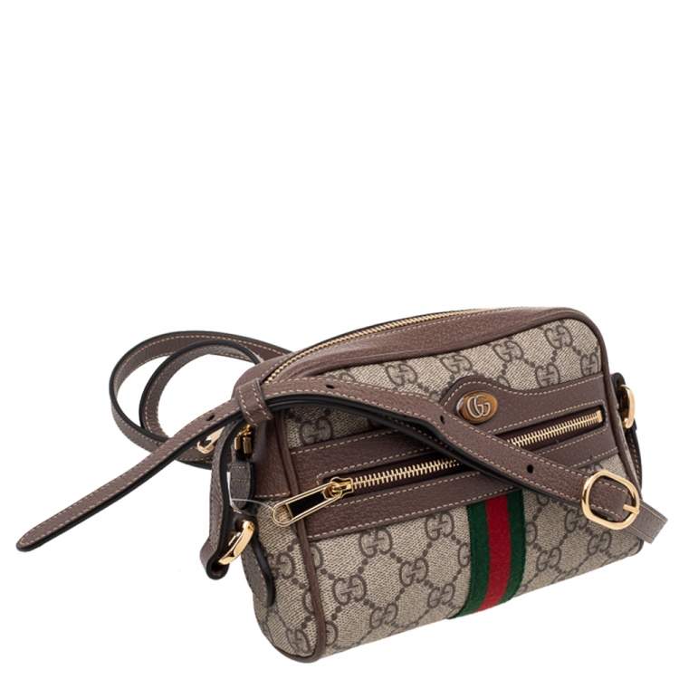 مملوكة مسبقًا Gucci Beige/Ebony GG Supreme Coated Canvas And Leather Mini Ophidia Crossbody Bag
