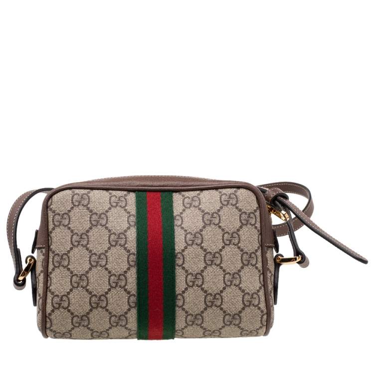 مملوكة مسبقًا Gucci Beige/Ebony GG Supreme Coated Canvas And Leather Mini Ophidia Crossbody Bag